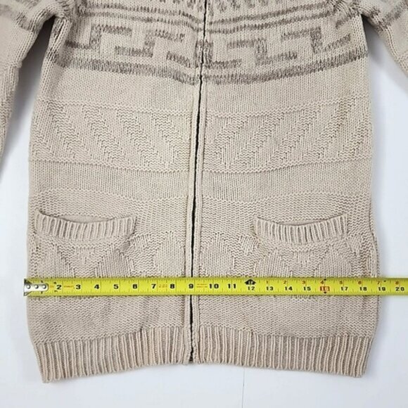 TNA Women's Knit Cream Taupe Lambs Wool Cowichan Zip Up Cardigan Pockets Size S - Picture 15 of 15